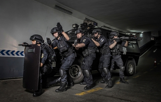 Výcvik speciálních jednotek čínské policie.