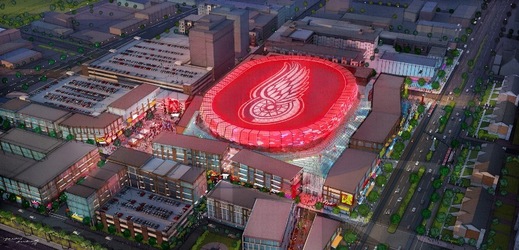 Vizualizace nového stadionu Detroitu Red Wings.
