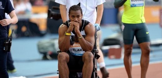 Jamajský sprinter Yohan Blake se zranil při závodě Diamantové ligy v Glasgow.
