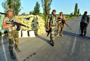 Kontrolní post ukrajinské armády.