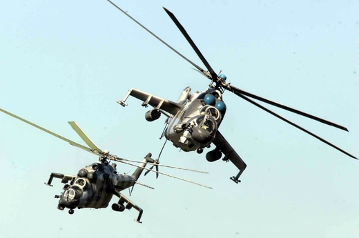 Ukrajinské bitevní vrtulníky.