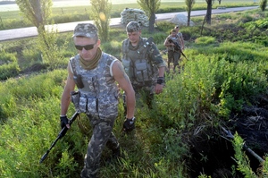 Ukrajinští vojáci v okolí Luhansku.