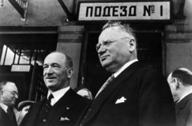 Šéf sovětské diplomacie v letech 1930-39 Maxim Litvinov usiloval o spolupráci se Západem. Na snímku s Edvardem Benešem (vlevo) v roce 1935.