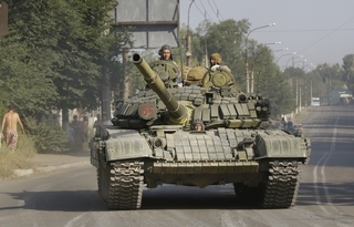 Tank separatistů v Doněcku.