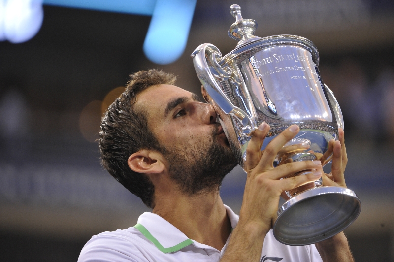 Svou první grandslamovou trofej mohl na konci turnaje políbit Chorvat Marin Čilič.(ČTK/AP)