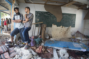 Jedna ze zasažených škol OSN v Gaze.