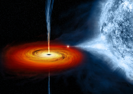 Černá díra ve středu naší Galaxie, jak si ji představoval umělec NASA.