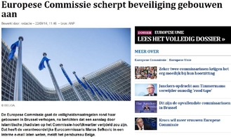 Článek o zpřísňování ochrany budov EK v Bruselu (de Volkskrant).