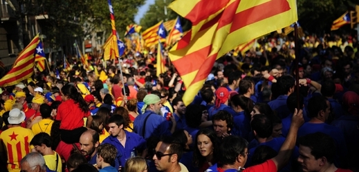 Demonstrace za katalánskou autonomii ve Španělsku.