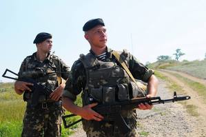 Ukrajinští vojáci u Luhansku.