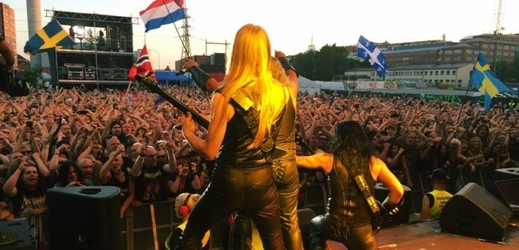 Členové skupiny Manowar vystoupili v rámci Kings Of Metal MMXIV World Tour i v Helsinkách (na snímku z 26. července 2014).