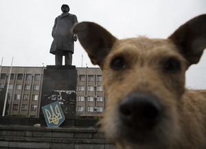 Jedna z Leninových soch na východě Ukrajiny.