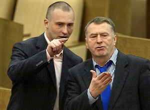 Poslanec Lebeděv a jeho otec Žirinovskij.