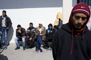Afričtí běženci na italském ostrově Lampedusa.