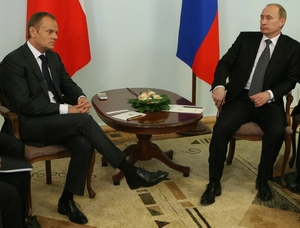 Jednání Putina a Tuska v dubnu 2010.