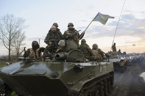 Bojová vozidla ukrajinské armády.