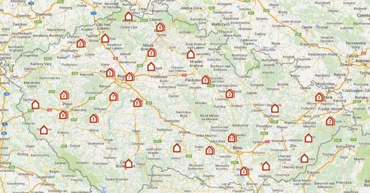 Mapa otevřených pasivních domů v Česku.