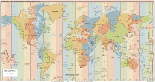 Mapa světových časových pásem.