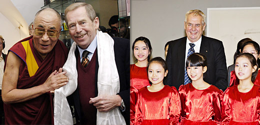 Prezident Miloš Zeman a exprezident Václav Havel. Poznáte rozdíl?