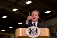 Britský premiér David Cameron při svém čtvrtečním projevu na téma přistěhovalectví.