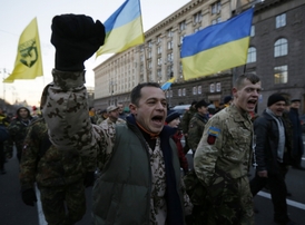 Demonstrační boje na Ukrajině.