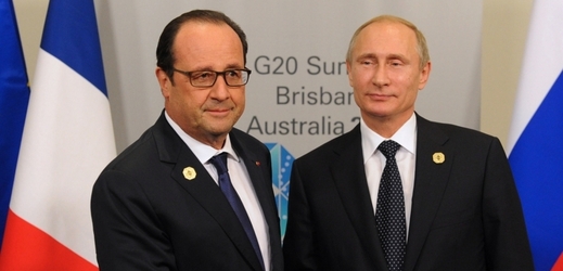 François Hollande a Vladimir Putin na summitu G20 v Brisbane (na snímku z 15. listopadu 2014).