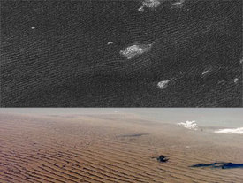 Titanské duny ve srovnání s dunami v Namibii.