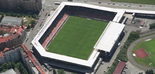 Letecký pohled na stadion Sparty na Letné.