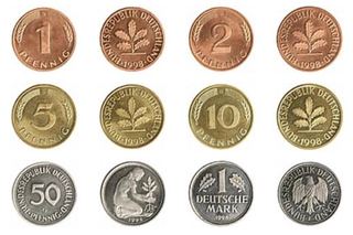 Západoněmecké mince.