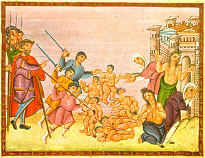 Vraždění neviňátek - středověká církevní malba.