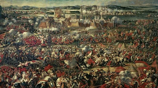 Bitva na Kahlenbergu při obléhání Vídně Turky roku 1683.