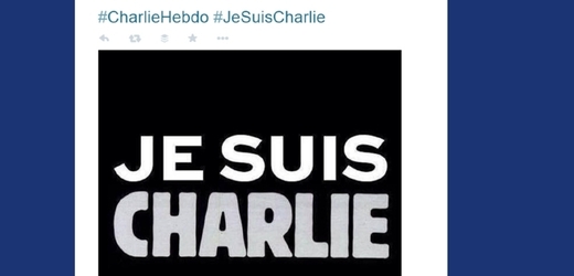 Příspěvek na Twitteru s klíčovým slovem #JeSuisCharlie.