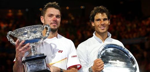 Finalisté roku 2014, vlevo vítěz Australian Open Stan Wawrinka a Rafael Nadal.