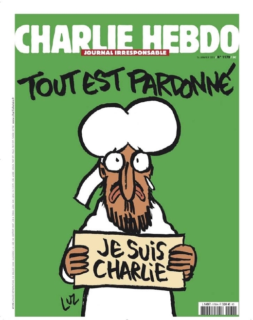 Poslední obálka týdeníku Charlie Hebdo.