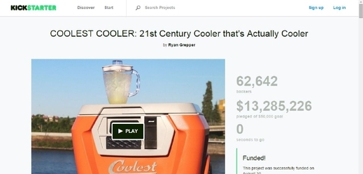Projekt Coolest Cooler na Kickstarteru.