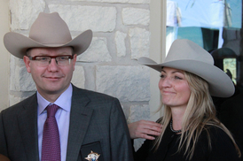Bohuslav a Olga Sobotkovi při návštěvě texaského guvernéra (snímek z 20. listopadu 2014).
