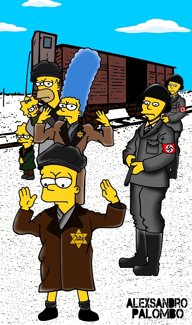 Vidět Homera, Marge, Barta, Lízu a Maggie v rolích židovských zajatců je znepokující. Obrázky na někoho mohou působit morbidně. Palombo to ale dělá pro dobrou věc. Chce upozornit na hrůzy, aby se už nemohly opakovat.