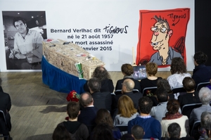 Pohřeb jednoho z karikaturistů Charlie Hebdo.