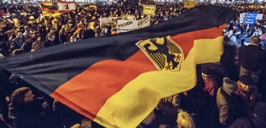 Snímek z demonstrace PEGIDA.