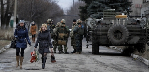 Ukrajinská armáda v městě Debalceve.