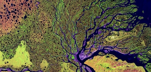Delta sibiřské řeky Leny.
