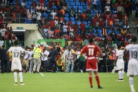 Momentka ze zápasu mezi Rovníkovou Guinejou a Ghanou.