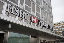 Švýcarská větev britské banky HSBC v Ženevě.