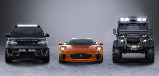 Koncepty Jaguar C-X75, Range Rovery SVR a LR Defendery Big Foot si zahrají v nové bondovce.