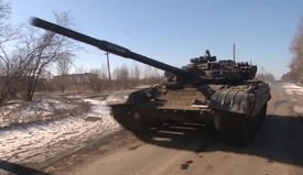 Povstalecký tank u Debalceve.