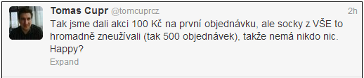 Čuprův Tweet, který vyvolal bouřlivou diskuzi.