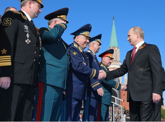 Putin na oslavách výročí konce 2. světové války v Moskvě 2014.