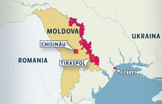 Mapa Moldavska a Podněstří.