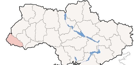 Mapa, červeně vyznačená Podkarpatská Rus
