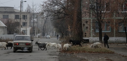 Zdevastované ulice v Debalceve.